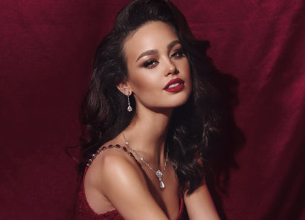 Cheryl M Sterling Silver Rhodium-plated Fancy Cushion-cut and Brilliant-cut CZ Teardrop Dangle Necklace