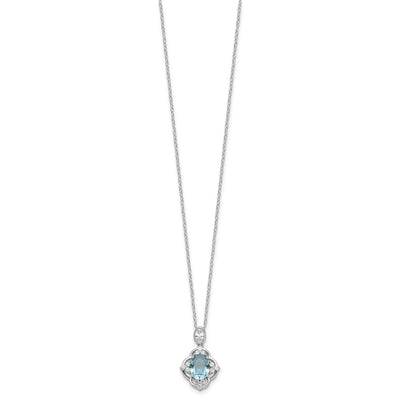Cheryl M Sterling Silver Rhodium-plated Brilliant-cut Blue Glass and White CZ Necklace