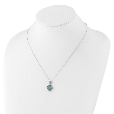 Cheryl M Sterling Silver Rhodium-plated Brilliant-cut Blue Glass and White CZ Necklace