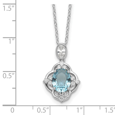 Cheryl M Sterling Silver Rhodium-plated Brilliant-cut Blue Glass and White CZ Necklace