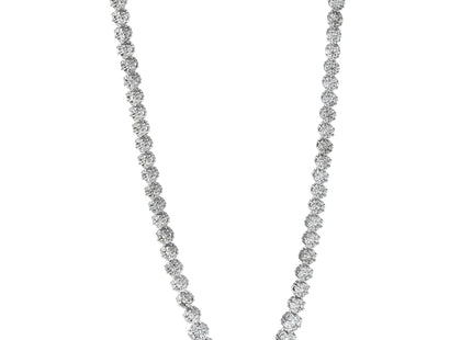 Cheryl M Sterling Silver Rhodium-plated Fancy Graduated Brilliant-cut CZ Cluster Necklace with Extender