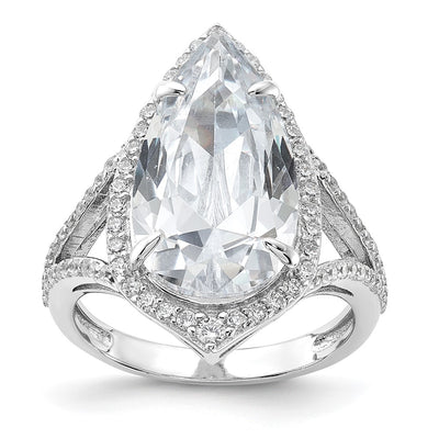 Sterling silver cubic zirconia teardrop ring
