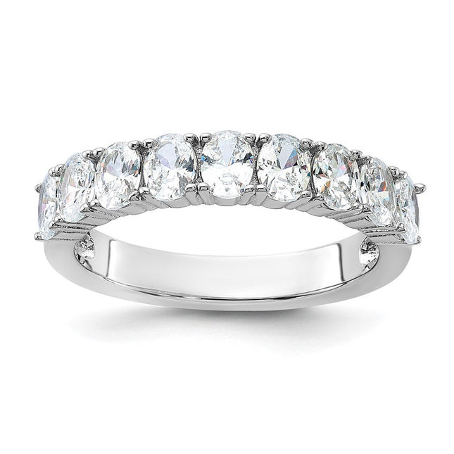 Sterling silver cubic zirconia oval ring