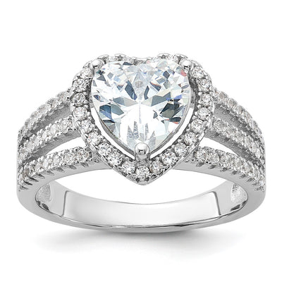 Sterling silver cubic zirconia heart ring