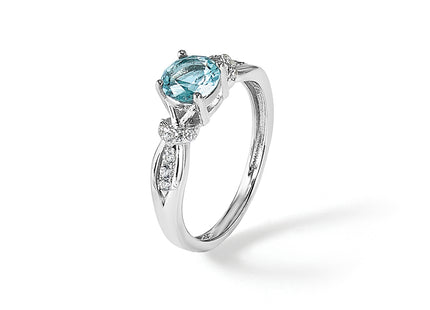 Cheryl M Sterling Silver Rhodium-plated Brilliant-cut Blue Glass and White CZ Ring