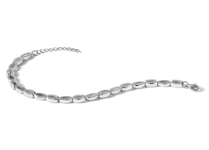 Cheryl M Sterling Silver Rhodium-plated Brilliant-cut CZ Marquise Shaped Link Bracelet with Extender
