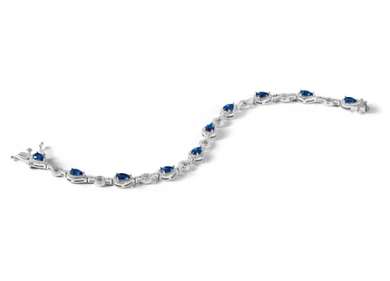 Cheryl M Sterling Silver Rhodium-plated Fancy Brilliant-cut Blue Glass & Brilliant-cut White CZ Circle and Teardrop 7. B