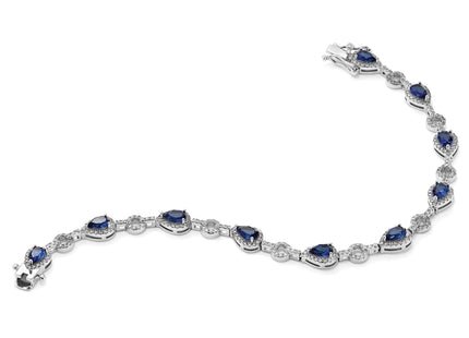 Cheryl M Sterling Silver Rhodium-plated Fancy Brilliant-cut Blue Glass & Brilliant-cut White CZ Circle and Teardrop 7. B