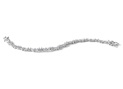 Cheryl M Sterling Silver Rhodium-plated Polished Fancy Marquise CZ Bracelet
