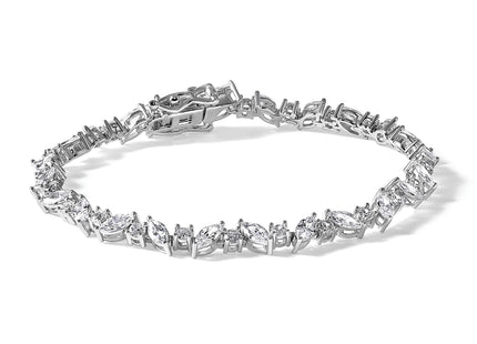 Cheryl M Sterling Silver Rhodium-plated Polished Fancy Marquise CZ Bracelet