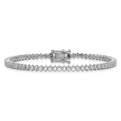 Cheryl M Sterling Silver Rhodium-plated Polished CZ Tennis Bracelet