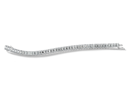 Cheryl M Sterling Silver Rhodium-plated Polished Emerald-cut CZ Tennis Bracelet
