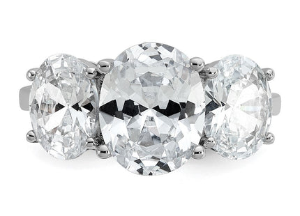 Sterling silver cubic zirconia oval ring, further view