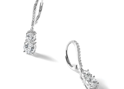 Cheryl M Sterling Silver Rhodium-plated Polished Fancy CZ Leverback Dangle Earrings