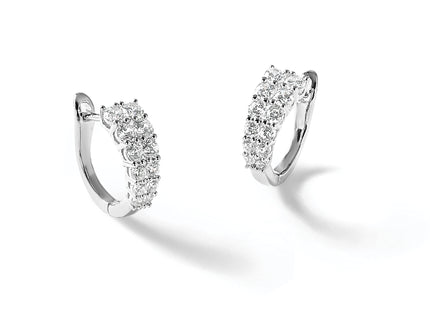 Cheryl M Sterling Silver Rhodium-plated Polished Graduated CZ Hinged Round Hoop Earrings