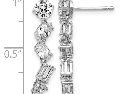 Sterling silver cubic zirconia drop earrings, further view