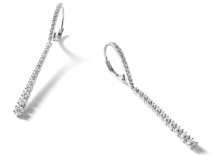 Cheryl M Sterling Silver Rhodium-plated Polished Graduated CZ Leverback Dangle Earrings