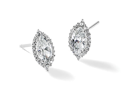 Cheryl M Sterling Silver Rhodium-plated Polished Marquise CZ Halo Post Earrings