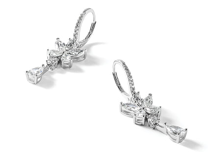 Cheryl M Sterling Silver Rhodium-plated Polished Fancy CZ Butterfly Leverback Dangle Earrings