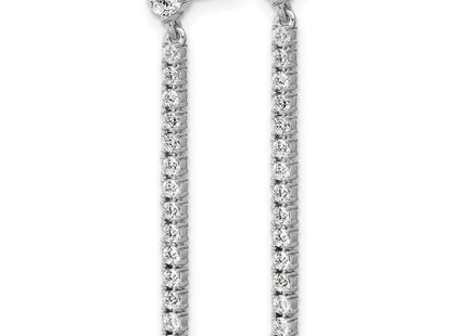 Cheryl M Sterling Silver Rhodium-plated Polished CZ Bar Post Dangle Earrings (Style QCM1706)