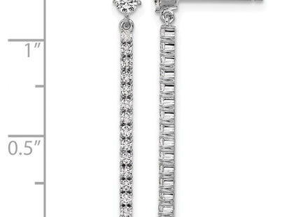 Cheryl M Sterling Silver Rhodium-plated Polished CZ Bar Post Dangle Earrings (Style QCM1706)