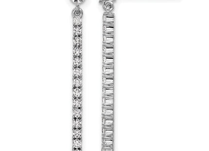 Cheryl M Sterling Silver Rhodium-plated Polished CZ Bar Post Dangle Earrings (Style QCM1706)
