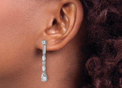 Sterling silver cubic zirconia teardrop drop earrings, another view