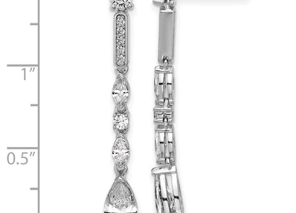 Sterling silver cubic zirconia teardrop drop earrings, further view