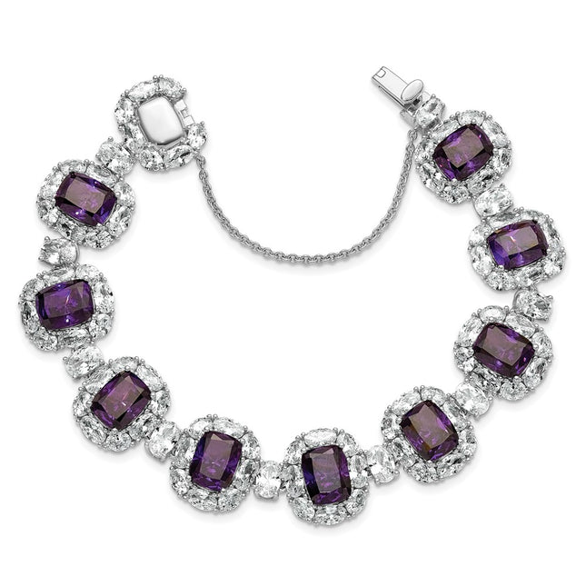 Sterling Silver Chain Bracelets Style QCM1714PUR - Classique Jewelry Inc.