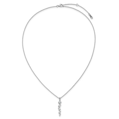 Cheryl M Sterling Silver Rhodium-plated Polished Fancy Multi-cut CZ with Extension Necklace