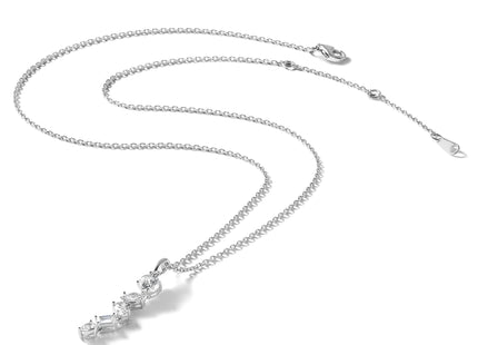 Cheryl M Sterling Silver Rhodium-plated Polished Fancy Multi-cut CZ with Extension Necklace