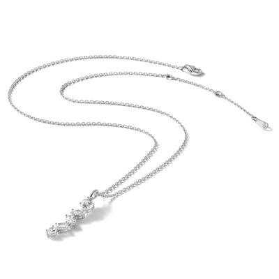 Cheryl M Sterling Silver Rhodium-plated Polished Fancy Multi-cut CZ with Extension Necklace