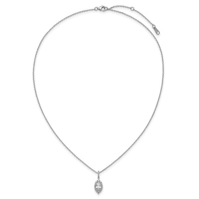 Cheryl M Sterling Silver Rhodium-plated Polished Fancy Marquise CZ Halo with Extension Necklace