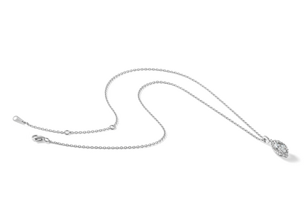 Cheryl M Sterling Silver Rhodium-plated Polished Fancy Marquise CZ Halo with Extension Necklace