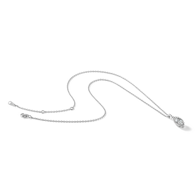 Cheryl M Sterling Silver Rhodium-plated Polished Fancy Marquise CZ Halo with Extension Necklace