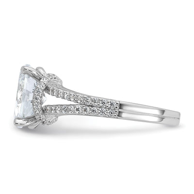 Cheryl M Sterling Silver Rhodium-plated Polished Fancy Oval CZ Ring