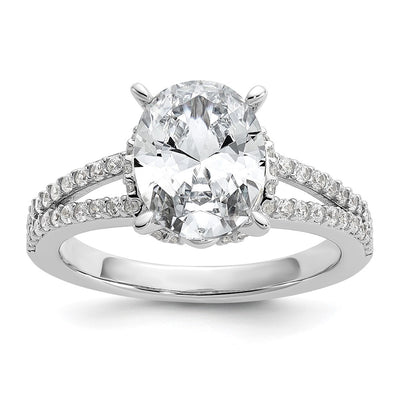 Sterling silver cubic zirconia oval ring