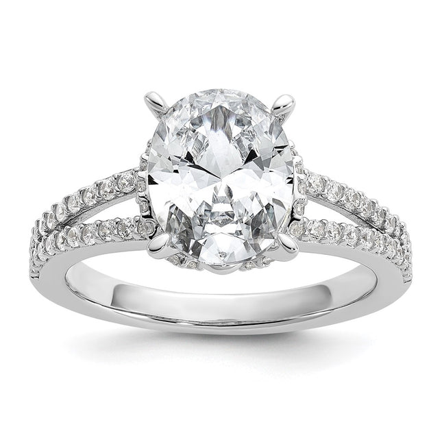 Sterling silver cubic zirconia oval ring