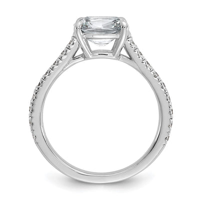 Cheryl M Sterling Silver Rhodium-plated Polished Fancy East-West Cushion-cut CZ Ring