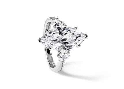 Cheryl M Sterling Silver Rhodium-plated Polished Fancy Marquise & Hearts CZ Ring