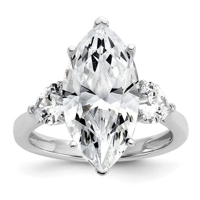 Cheryl M Sterling Silver Rhodium-plated Polished Fancy Marquise & Hearts CZ Ring