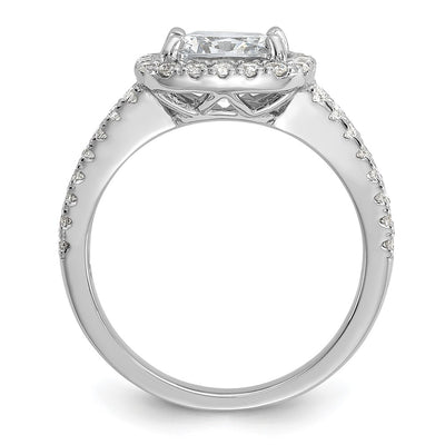 Cheryl M Sterling Silver Rhodium-plated Polished Cushion-cut CZ Halo Ring