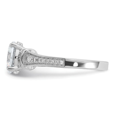 Cheryl M Sterling Silver Rhodium-plated Polished Fancy CZ Ring