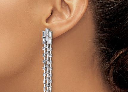 Sterling silver cubic zirconia drop earrings, another view