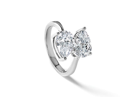 Cheryl M Sterling Silver Rhodium-plated Polished Double Pear CZ Ring
