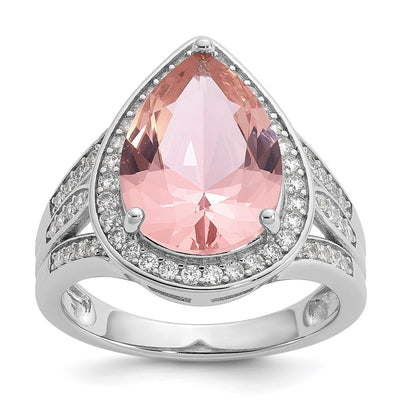 Sterling silver cubic zirconia teardrop ring