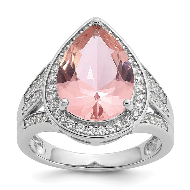 Sterling silver cubic zirconia teardrop ring