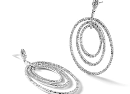 Cheryl M Sterling Silver Rhodium-plated Polished Fancy CZ Ovals Post Dangle Earrings