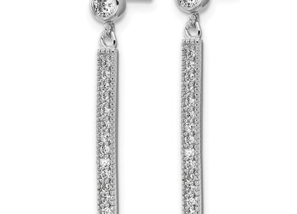 Sterling silver cubic zirconia bar drop earrings, alternate view