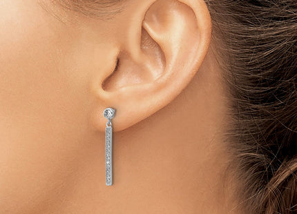 Sterling silver cubic zirconia bar drop earrings, another view